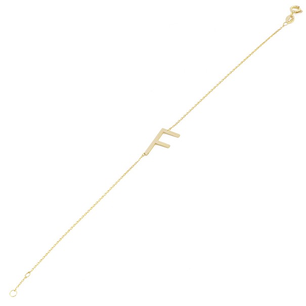 Pulseira Letra F Polida - 18cm 