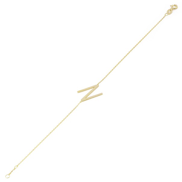 Pulseira em Ouro 18k Letra N Polida - 18cm 