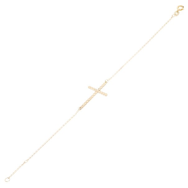 Pulseira em Ouro 18k Cruz Bolinhas Fosca/Polida