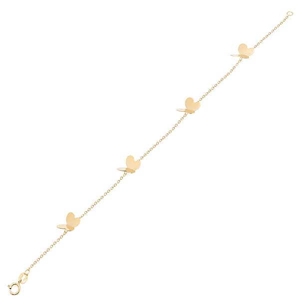 Pulseira em Ouro 18k Cartie 18cm Borboletas Polidas 