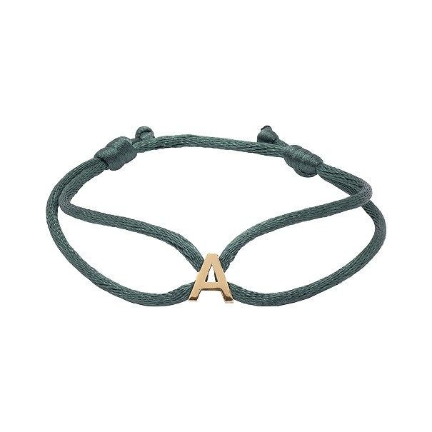 Pulseira em Ouro 18k Fio Cetim com Pingente Letra A Polido