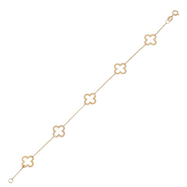 Pulseira em Ouro 18k Trevos Polidos