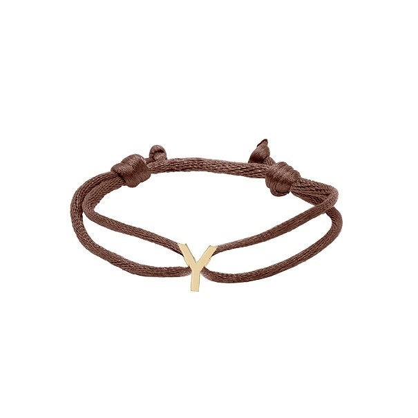 Pulseira em Ouro 18k Fio Cetim com Pingente Letra Y Polido  