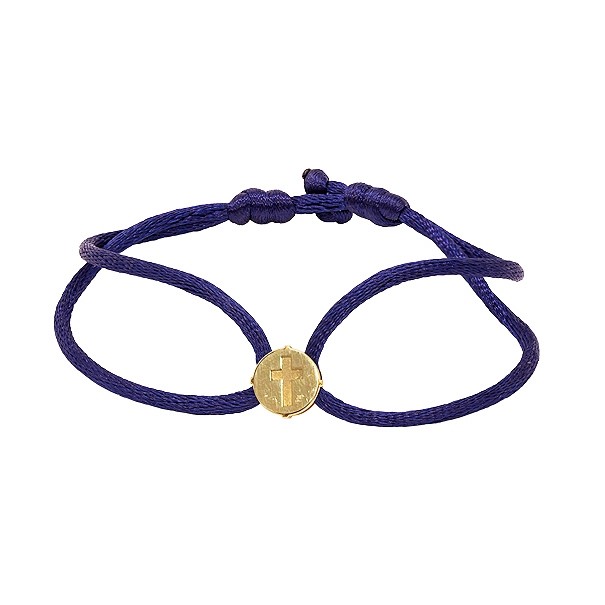 Pulseira em Ouro 18k Fio Cetim com Pingente Cruz Polido