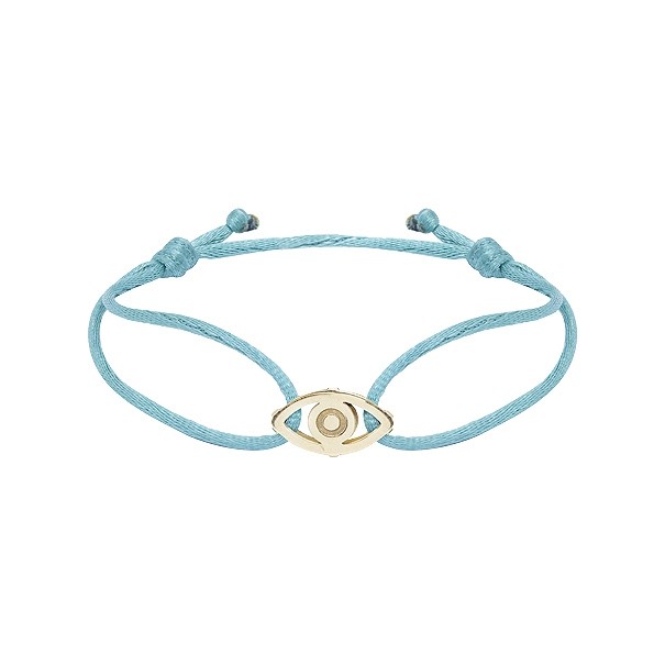 Pulseira em Ouro 18k Fio Cetim com Pingente Olho Grego Polido