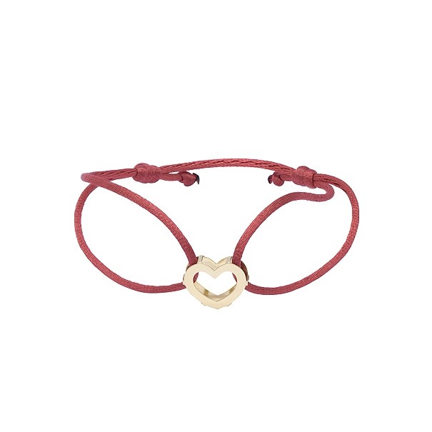 Pulseira em Ouro 18k Fio Cetim com Pingente Coração Polido