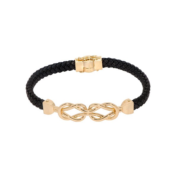 Pulseira em Ouro 18k Sentir Alpha Leather Crossed Wires 