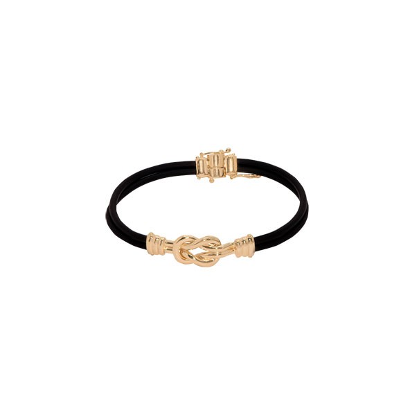 Pulseira em Ouro 18k Alpha Leather Rubber Crossed Wires 