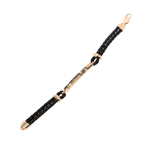 Pulseira em Ouro 18k Alpha Leather Board com 27 Diamantes Black