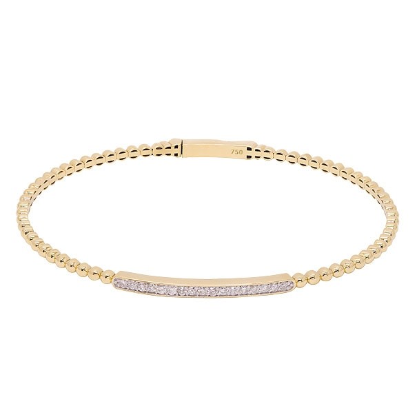 Bracelete em Ouro 18k Bolinhas Polidas com 17 Diamantes