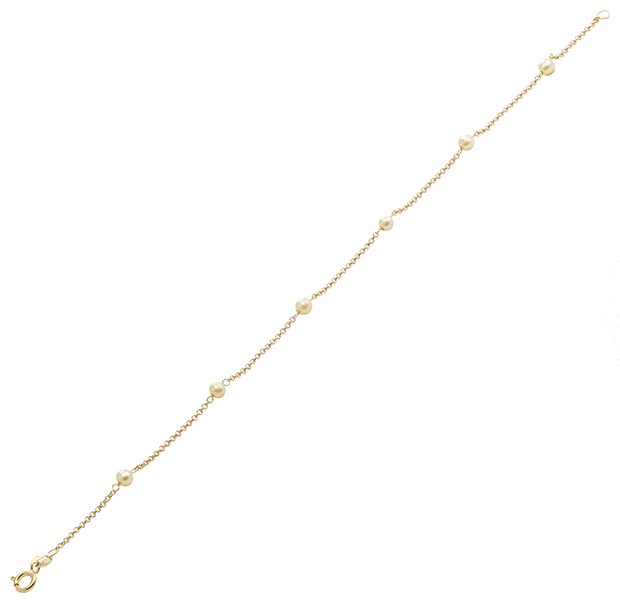 Pulseira Elo Português 18cm - Com Pérolas 3mm