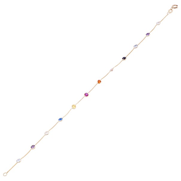 Pulseira Dambete 18cm com Zircônias Coloridas- 0.90g