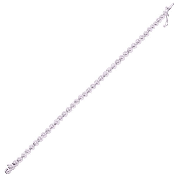 Pulseira em Ouro Branco 18k Bolinhas Polidas - 16cm