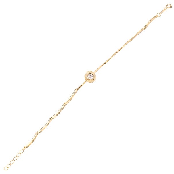 Pulseira em Ouro 18k Angular Polida com 7 Brilhantes