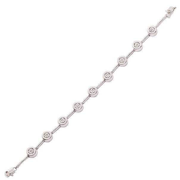 Pulseira em Ouro Branco 18k Contorno Polida com 63 Brilhantes
