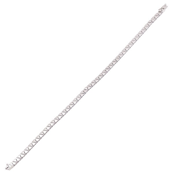 Pulseira em Ouro Branco 18k Riviera Triângulos Polida - 21cm
