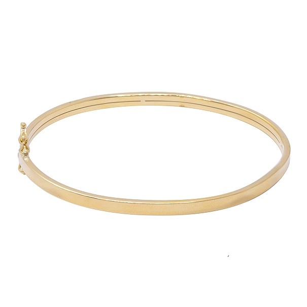 Bracelete em Ouro 18k Oco Fio Quadrado 3.20mX1.70mm Polido Diâmetro 45X55m   