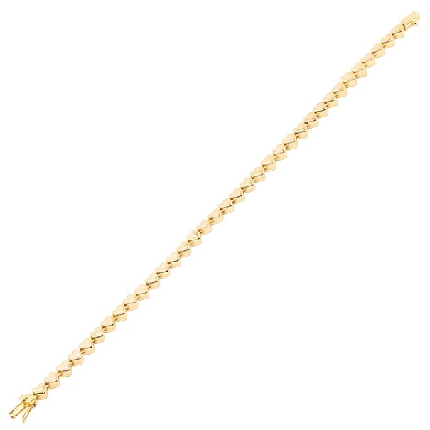 Pulseira em Ouro Amarelo 18k Riviera Corações Polida 