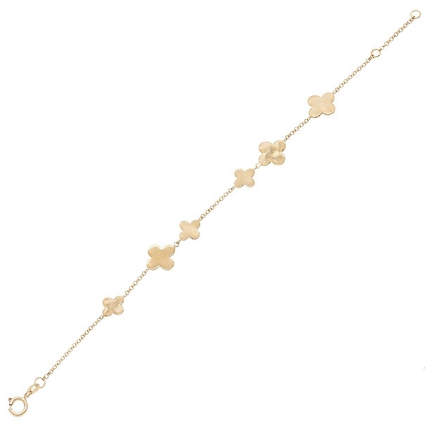 Pulseira em Ouro 18k Florzinhas Polidas - 18cm