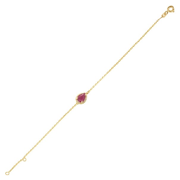 Pulseira em Ouro 18K 18cm Gota com 1 Rubi de 0.87 quilates