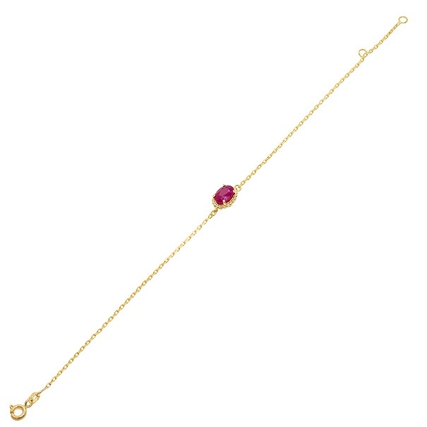 Pulseira em Ouro 18k 18cm Oval com 1 Rubi  de 0.50CTS