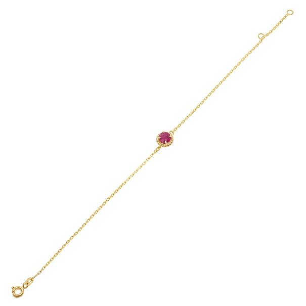 Pulseira em Ouro 18K 18 cm Redonda com 1 Rubi  de 0.49CTS