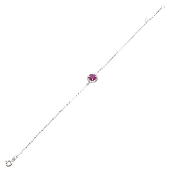 Pulseira em Ouro Branco 18K 18cm Redonda com 1 Rubi  de 0.49CTS