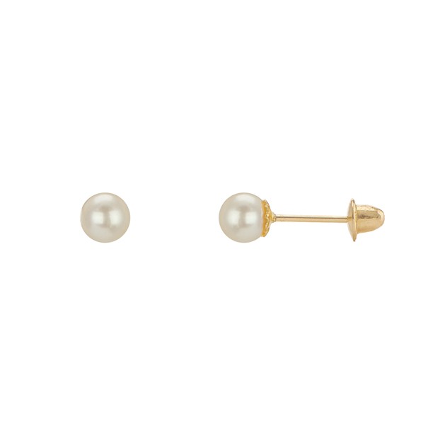 Brinco em Ouro 18k Pérola 4mm