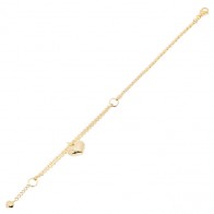 Pulseira em Ouro 18k Meio Cardano Meio Bailarina com Berloque Coração 19cm - 6.00g