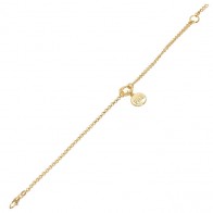 Pulseira em Ouro 18k Meio Elo Português Meio Bailarina com Berloque Paz 18cm - 3.30g