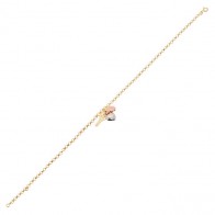 Tornozeleira em Ouro 18k Elo Português com Berloque Tricolor - 2.50g