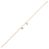Tornozeleira em Ouro Tricolor 18k Elo Português com Berloques Corações  - 2.50g