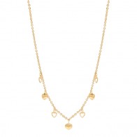 Corrente em Ouro 18k Choker Bailarina Corações 35cm com Extensor- 4.10g