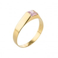 Anel em Ouro 18k Infantil com Zircônia Rosa