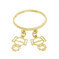 Anel com pingente 2 meninas