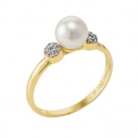 Anel Pérola com círculos cravejados com Brilhantes