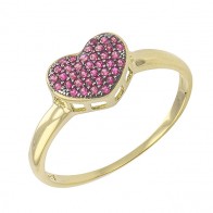 Anel Coração Cravejado com Espinélio Vermelho