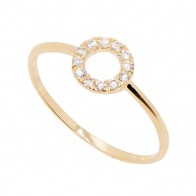 Anel em Ouro 18k Circulo Cravejado com Zircônias