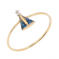Anel em Ouro 18k  Fino Nossa Sra. Aparecida com Zircônias