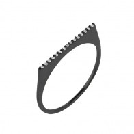 Anel Negro Fino Com 15 Brilhantes