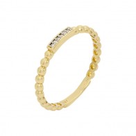 Anel em Ouro 18k  Bolinhas Polidas com 6 Brilhantes