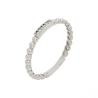 Anel em Ouro Branco 18k Bolinhas Polidas com 6 Brilhantes