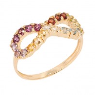 Anel em Ouro 18k Infinito com Pedras Naturais Redondas 2mm