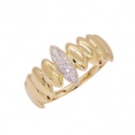 Anel em Ouro 18k Navetes Degradês Polidas com 18 Brilhantes