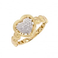 Anel em Ouro 18k Corações Polido Cravejado com 33 Brilhantes