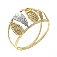 Anel aro duplo abaulado com gotas tricolores