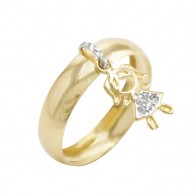 Anel em Ouro 18k Pingente Filhos com Zircônias - Menina