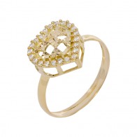 Anel Coração Filigrana Cravejado com Zircônias Brancas