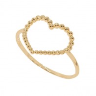 Anel em Ouro 18k Coração Vazado Trabalhado com Bolinhas