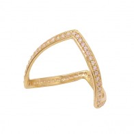 Anel em Ouro 18K Seta Cravejado com Zircônias Branca    